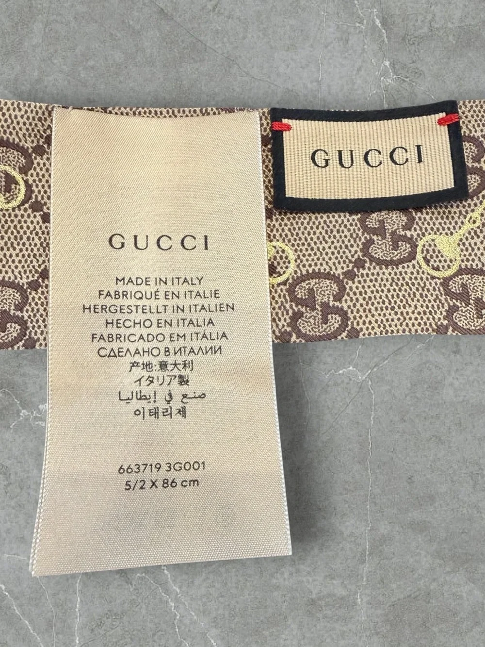Gucci Horse Bit Monogram Silk-Twilly Scarf - Picture 5 of 8